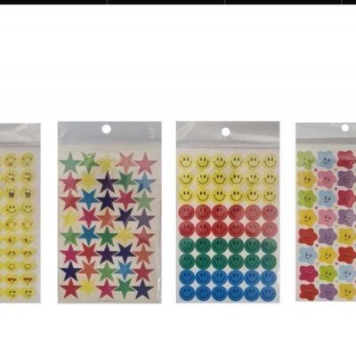 מדבקות סמיילי כוכבים ופרחים